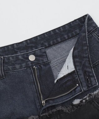 WEGO 【ユニセックス着用ITEM?MLサイズ展開】ダブルウエストカーゴデニムパンツ デニムブラックソノタ