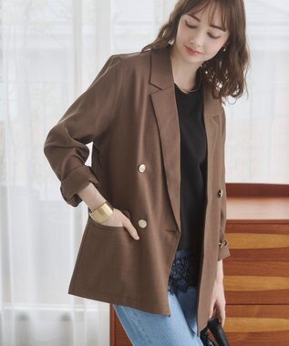 WEGO 【ANGIE VINTAGE】リネンライクジャケット ブラウン