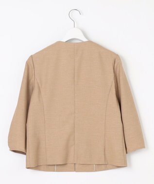 J.PRESS LADIES L 【洗える】FLAXASAオックス ノーカラー ジャケット ベージュ系