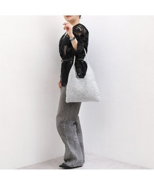 UNBILLION カシュカシュ cachecache / メタリックコード柄編みワンハンドルトート シルバー