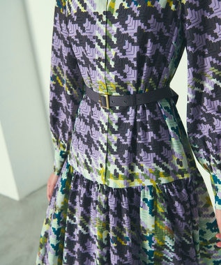 GRACE CONTINENTAL キカプリントティアードワンピース グリーン