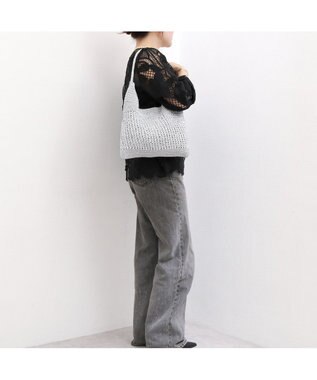 UNBILLION カシュカシュ cachecache / メタリックコード柄編みワンハンドルトート シルバー