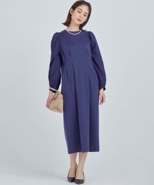 組曲 S シャツスリーブポンチ ワンピース ブルーグレー系