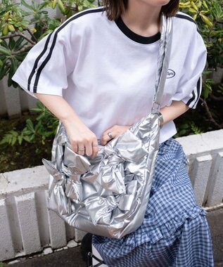 WEGO リボンデザインBIGショルダー シルバー