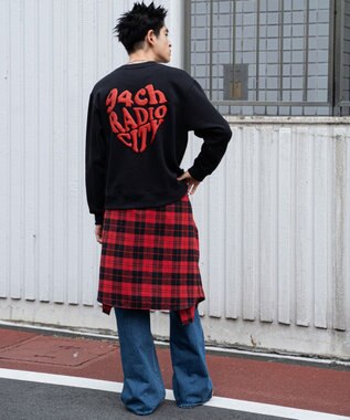 WEGO 【ユニセックス着用ITEM/裏起毛/SMLサイズ展開】リラックスフィットハートロゴプルオーバー ブラック