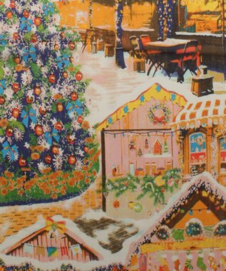 MOONBAT Hanato(ハナト) シルクウールストール クリスマスマーケット／幅60cm ミントグリーン