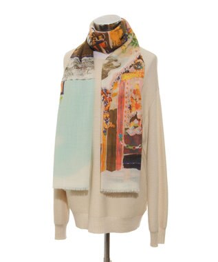 MOONBAT Hanato(ハナト) シルクウールストール クリスマスマーケット／幅60cm ミントグリーン