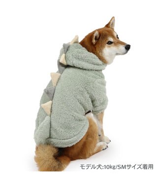 PET PARADISE ペットパラダイス 恐竜もこボアパーカー  中型犬 大型犬 グリーン