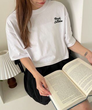 WEGO 2ラインリボングラフィックショートT ホワイト