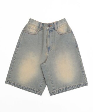 WEGO 【SMサイズ展開】ヴィンテージウォッシュデニムハーフパンツ デニム淡加工色