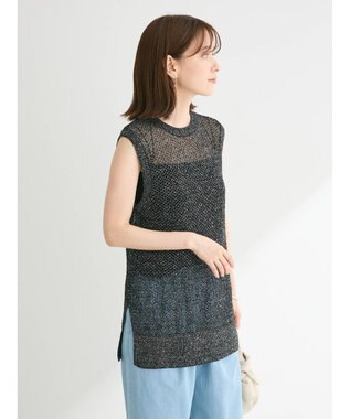 Green Parks スパンコールニットベスト Black