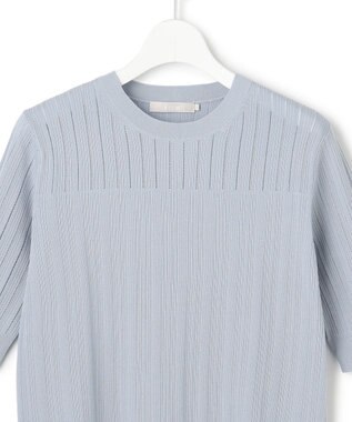 ICB L レースパターン ニット サックスグレー