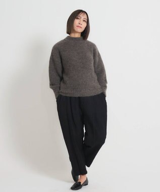 muuc 〈天然素材の上質なモヘヤ〉アルパカモヘヤ畦編みプルオーバー〈日本製〉 グレーブラウン