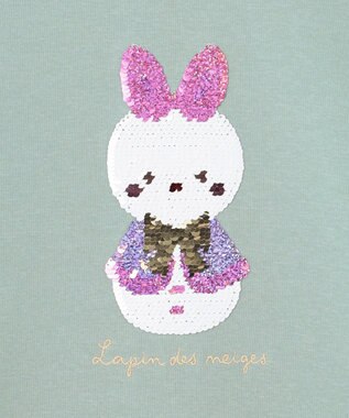 ANY KIDS 裏シャギーミラクルスパンコールトレーナー ミント（雪だるま×ウサギ）