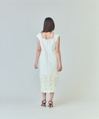 GRACE CONTINENTAL フラワーチュール切替ドレス ホワイト