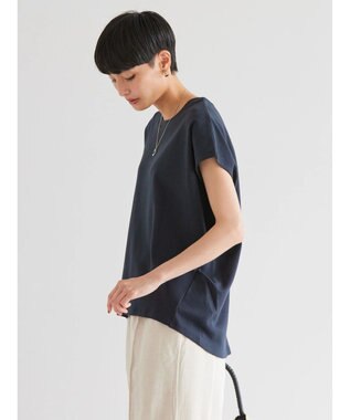 AMERICAN HOLIC キレイＣｏｔｔｏｎフレンチスリーブカットプルオーバー Navy