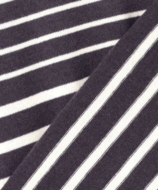 J.PRESS LADIES L SOFT TOUCH WOOL ボーダー ニット スレート×オフホワイト系