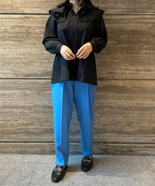 UNFILO 【GLOW 6月号掲載/洗える】ラッフルカラーブラウス ブラック