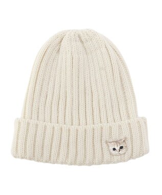 MOONBAT 【FUDGE11月号掲載】PAUL & JOE ACCESSOIRES ヌネット刺繍ワッペン付リブニット帽 ホワイト