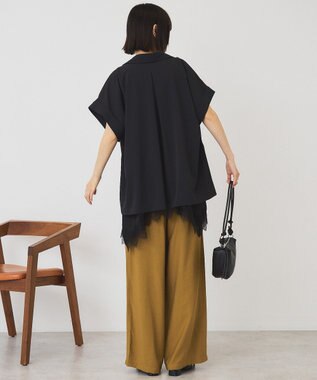 AMERICAN HOLIC イレギュラーヘムサテンレースキャミソール Black
