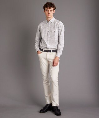 JOSEPH ABBOUD 【キングサイズ・サスティナブル素材BIOGRACE使用】テンセルプリント シャツ ネイビー系5