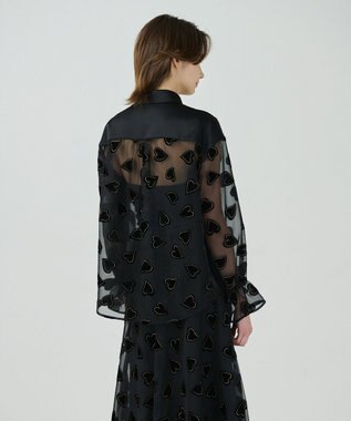 GRACE CONTINENTAL ハートオパールコンビシャツ ブラック