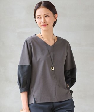  【洗える】エッセンシャルポンチ Vネックカットソー