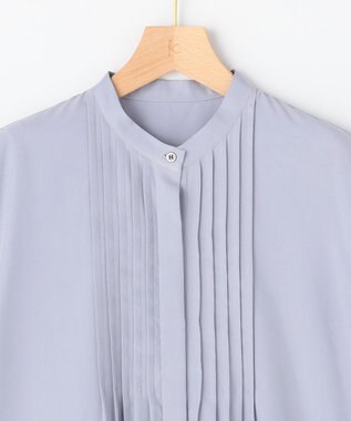 組曲 【先行予約】スムースクロス ピンタックブラウス ブルーグレー系