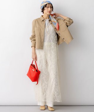 23区 リネンレーヨンストレッチ ワイドパンツ オフ系