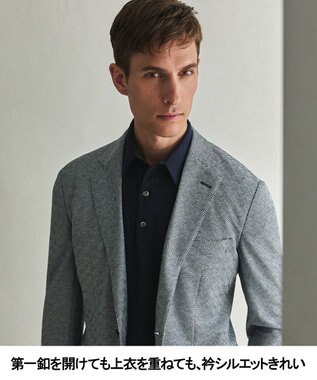 GOTAIRIKU 毎日の仕事着に【洗濯機可】テーラード DRESS BIZ ニットポロ ネイビー系