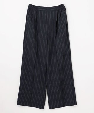 ANY 【6サイズ展開/ウエストゴム】イージーワイドパンツ ネイビーストライプ