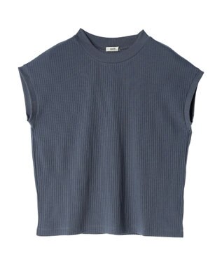 earth music&ecology フレンチスリーブリブプルオーバー Blue