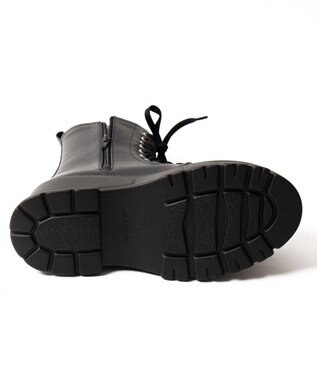 WEGO 厚底ボリュームレースアップショートブーツ ブラック