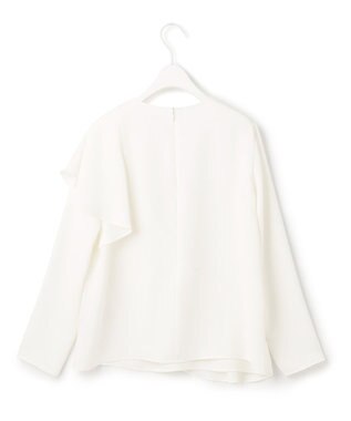 ICB 【WEB限定カラーあり・洗える】エステルダブルクロス 長袖ラッフルブラウス オフホワイト系