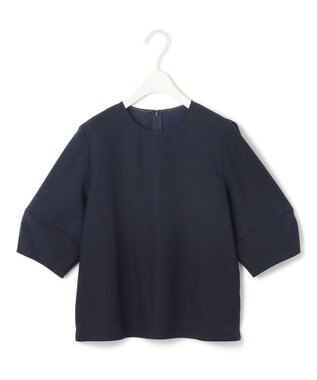 ICB 【UVケア・接触冷感・速乾・防シワ・洗える】 FluidBackSatin ランタンスリーブブラウス ネイビー系