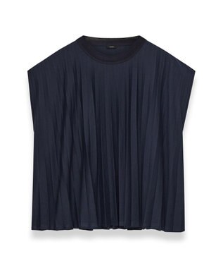 JOSEPH 【洗える】コットンプリッセ　ラウンドネックTシャツ Navy