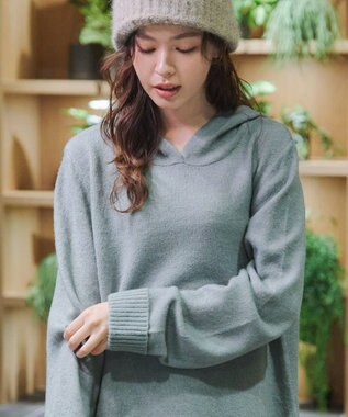 Tiaclasse メランジフーディーニットチュニック ミント