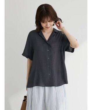 Green Parks ゆったり開襟シャツ Charcoal Gray