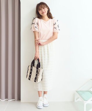 Feroux 【洗える】ランダムリボン カットソー ピンク系