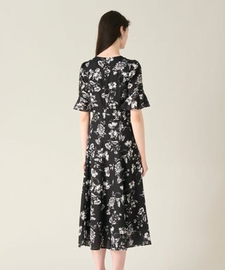 GRACE CONTINENTAL フラワープリントフレアワンピース ブラック
