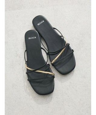 Green Parks ・ｍｉｎｉａ　ペタンコラインサンダル Black