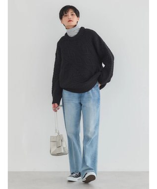 AMERICAN HOLIC パッチワークケーブルニットチュニック Black