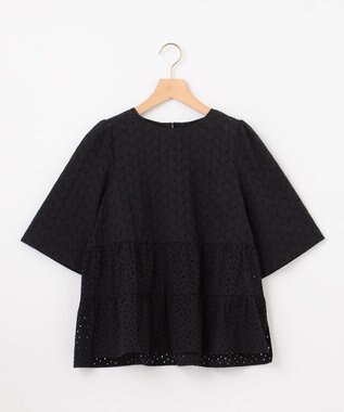 組曲 S エンブロイダリーレースフリル ブラウス ブラック系