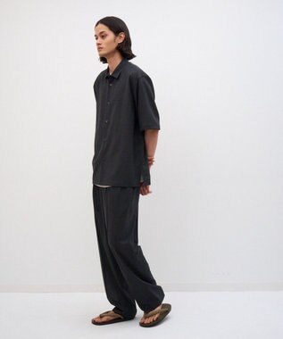 ATON TWIST WOOL GAUZE | ハーフスリーブシャツ - UNISEX CHARCOAL GRAY