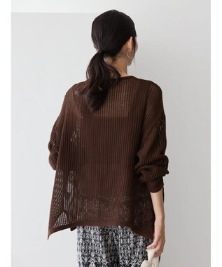 AMERICAN HOLIC 透かし編みメッシュニットプルオーバー Brown