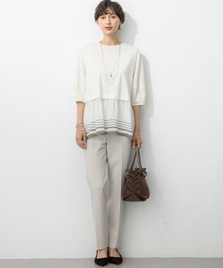 23区 L 【VERY掲載/撥水加工/洗える】TRストレッチギャバ テーパード パンツ アイボリー系