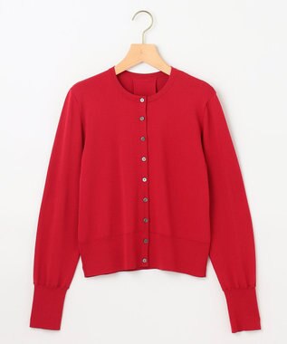 組曲 L 【6色展開・UVケア】クルーネックモダンカーディガン チェリーレッド系