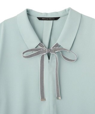 YECCA VECCA 2wayストライプリボンブラウス Mint