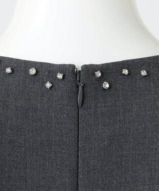 23区 S 【R(アール)】ダブルクロス ビジュートリムワンピース グレー系