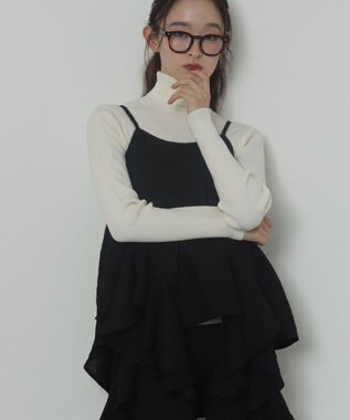 WEGO 【2025年秋冬新作】リブタートルニット ホワイト